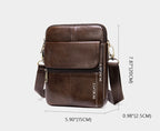 Genuine Leather Men's Crossbody Phone Bag - First Layer Cowhide Vertical Messenger Pouch