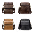 Genuine Leather Men's Crossbody Phone Bag - First Layer Cowhide Vertical Messenger Pouch