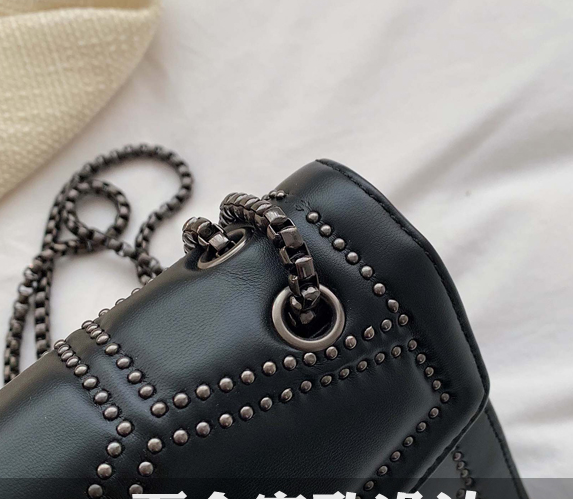 Edgy Rivet Chain Crossbody Bag - Small Studded PU Leather Shoulder Purse for Women