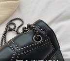 Edgy Rivet Chain Crossbody Bag - Small Studded PU Leather Shoulder Purse for Women