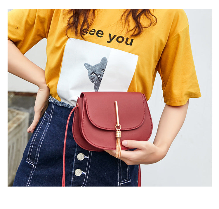 Vintage Tassel Saddle Bag | Mini PU Leather Crossbody Purse for Women