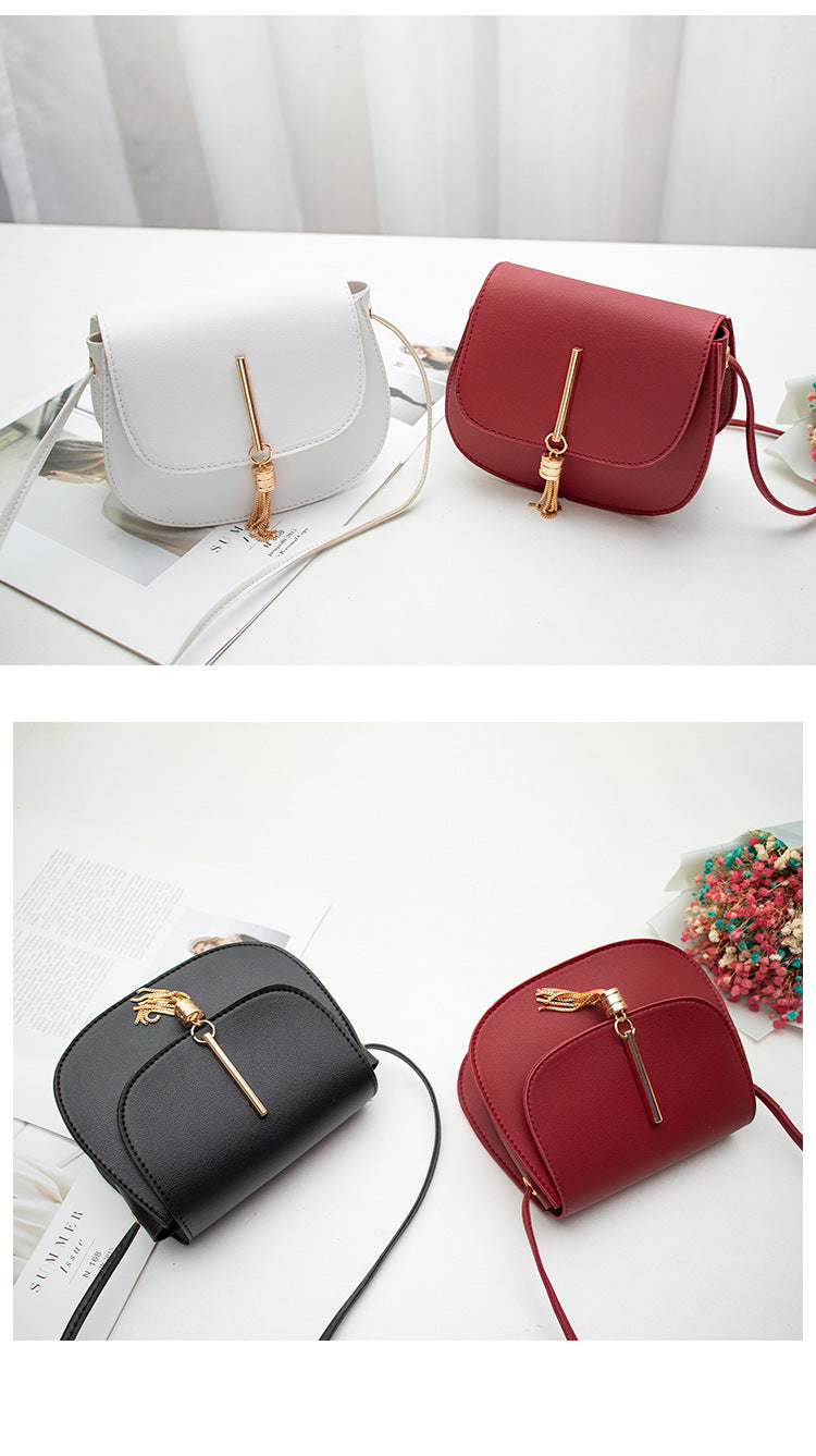 Vintage Tassel Saddle Bag | Mini PU Leather Crossbody Purse for Women