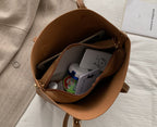 Casual Vintage Large Shoulder Bag - Elegant All-Match Messenger Bucket Bag for Work