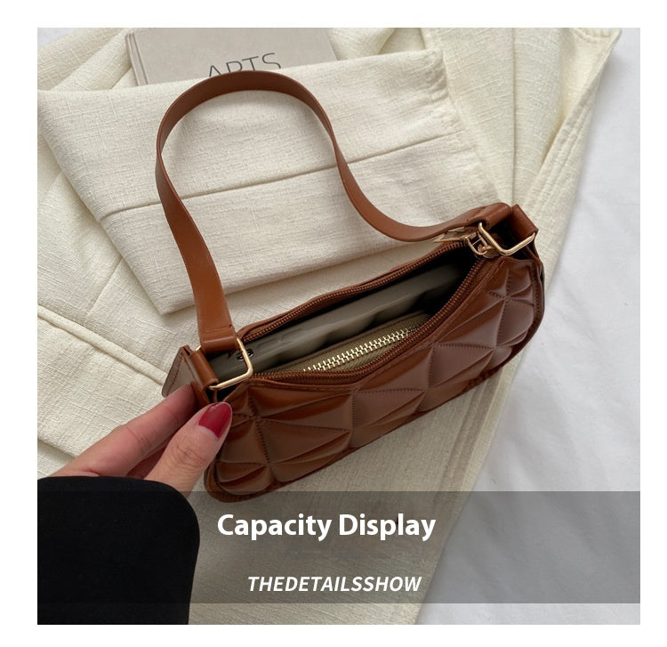 PU Leather Underarm Shoulder Bag for Women - Casual Horizontal Square Baguette Purse