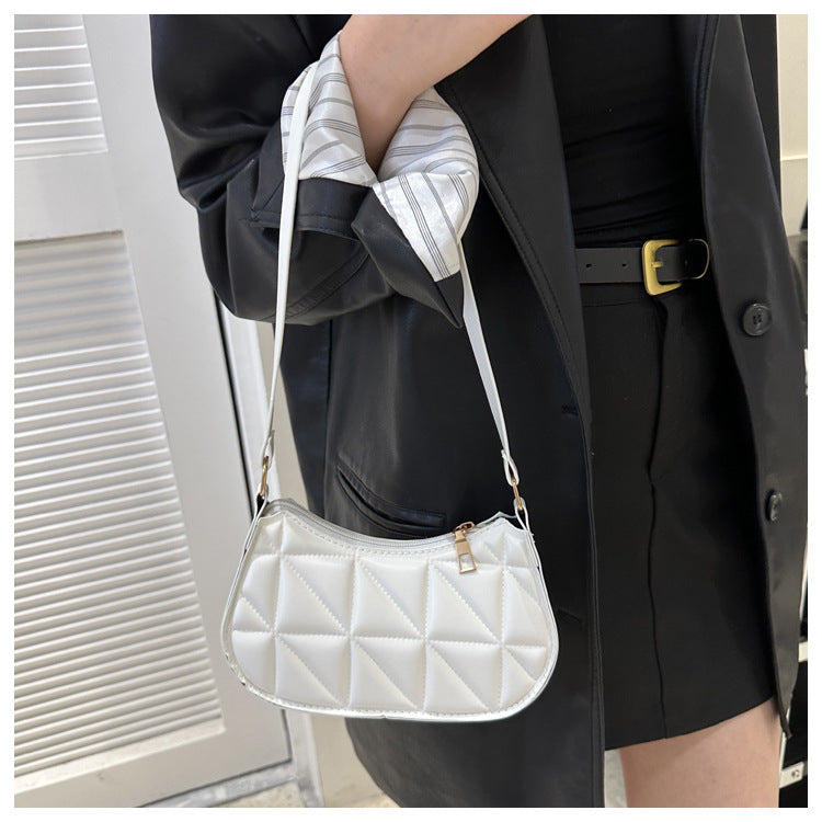 PU Leather Underarm Shoulder Bag for Women - Casual Horizontal Square Baguette Purse