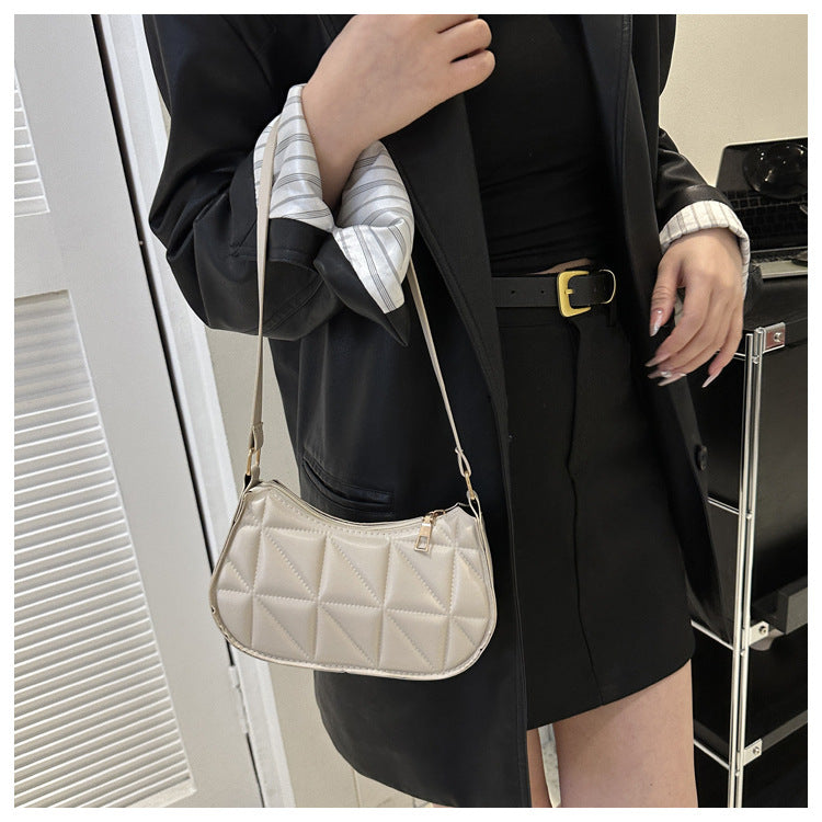 PU Leather Underarm Shoulder Bag for Women - Casual Horizontal Square Baguette Purse