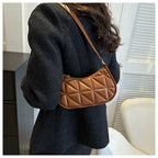 PU Leather Underarm Shoulder Bag for Women - Casual Horizontal Square Baguette Purse