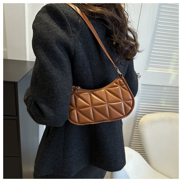 PU Leather Underarm Shoulder Bag for Women - Casual Horizontal Square Baguette Purse