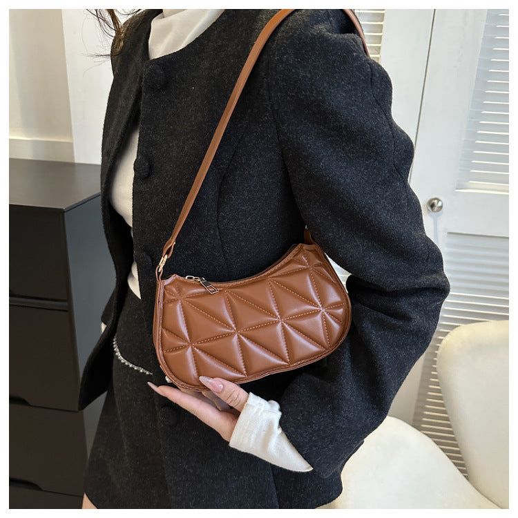 PU Leather Underarm Shoulder Bag for Women - Casual Horizontal Square Baguette Purse