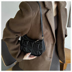 PU Leather Underarm Shoulder Bag for Women - Casual Horizontal Square Baguette Purse