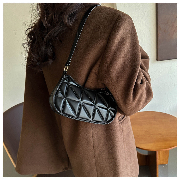 PU Leather Underarm Shoulder Bag for Women - Casual Horizontal Square Baguette Purse