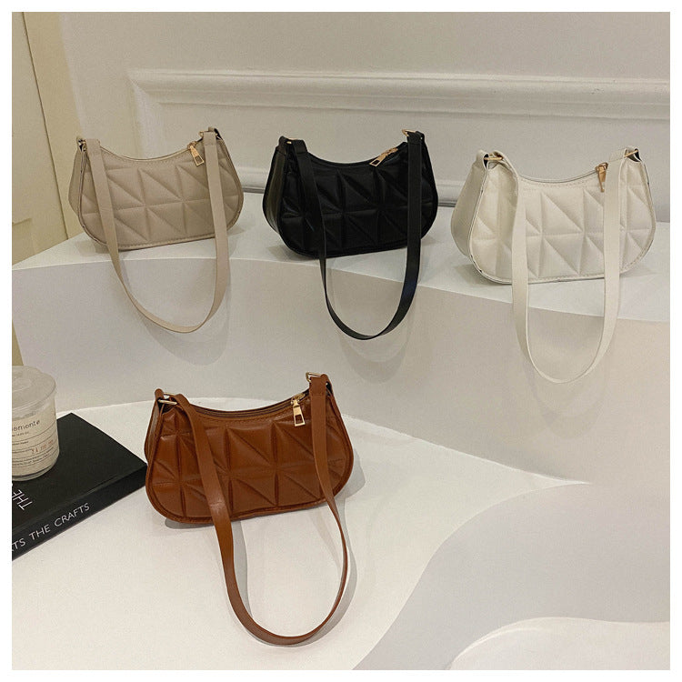 PU Leather Underarm Shoulder Bag for Women - Casual Horizontal Square Baguette Purse