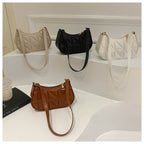 PU Leather Underarm Shoulder Bag for Women - Casual Horizontal Square Baguette Purse
