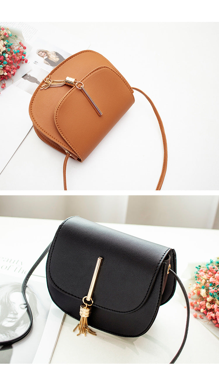 Vintage Tassel Saddle Bag | Mini PU Leather Crossbody Purse for Women